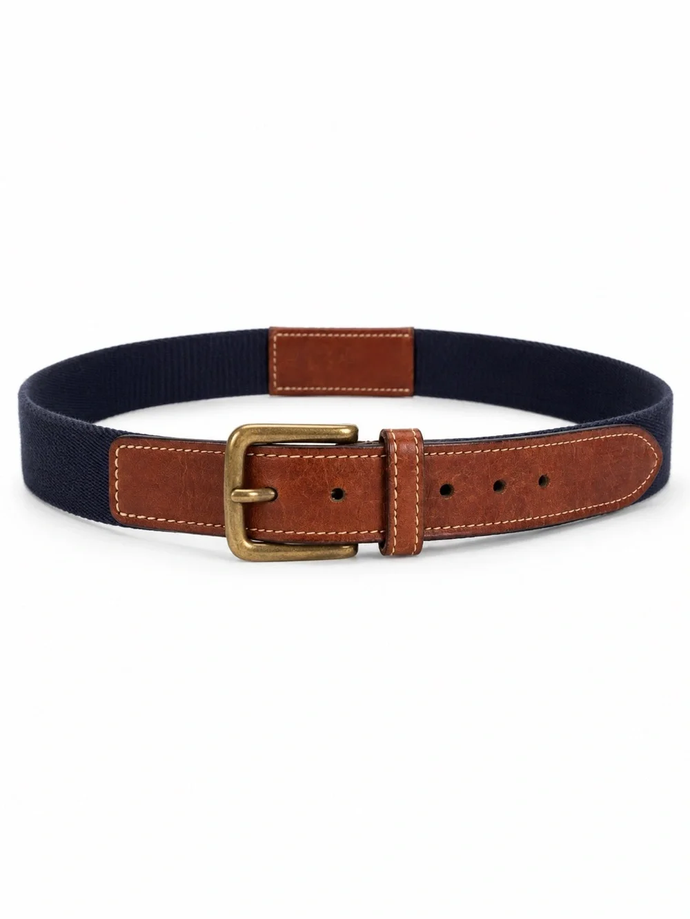 Tommy Hilfiger Vintage Style Belt Men’s Size 38 Navy Brown Leather Brass